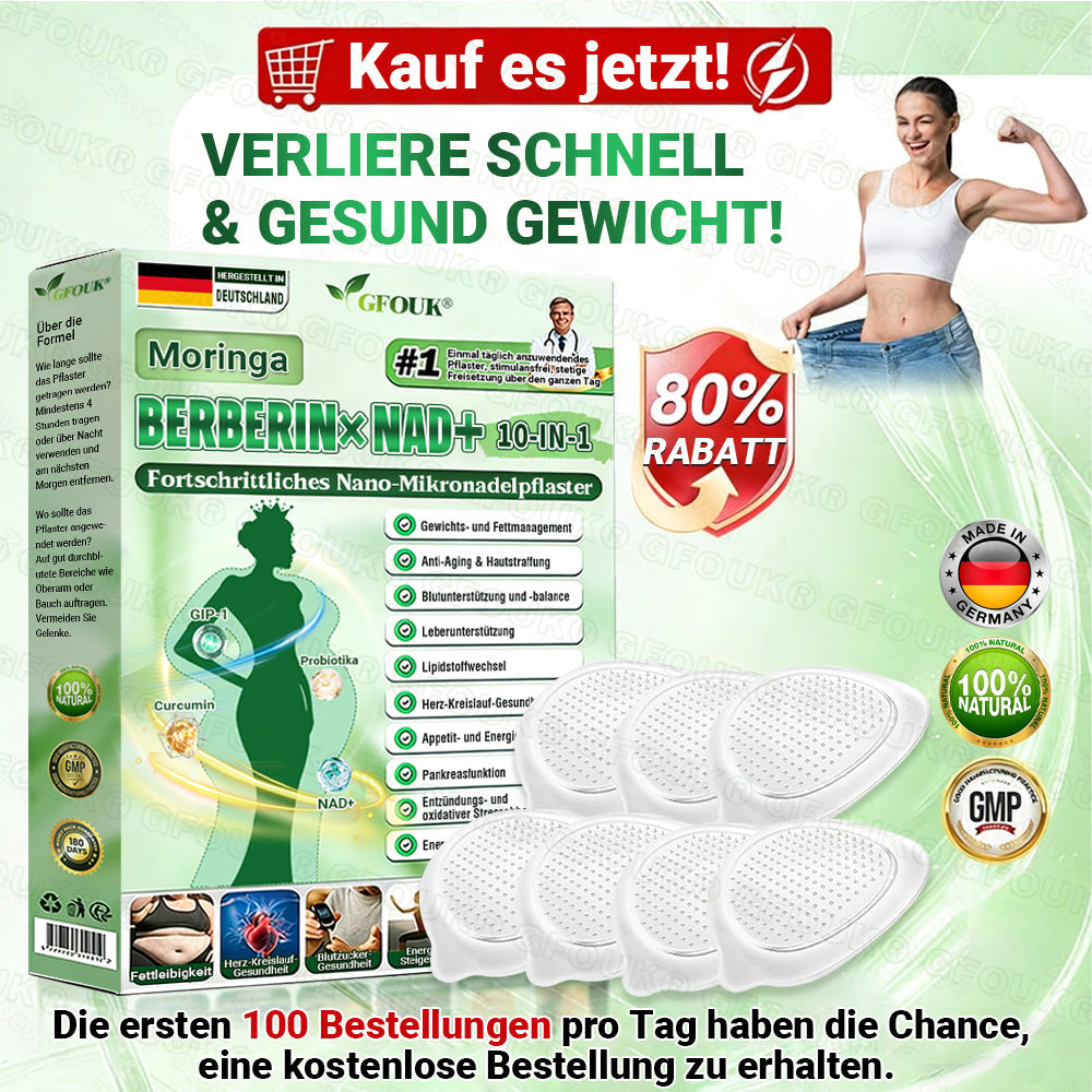 Offizieller Store 🇩🇪 |💝𝐆𝐅𝐎𝐔𝐊® Moringa · Berberin × NAD+ 10-in-1  Advanced Nano Mikronadel-Patch 🇩🇪 (Nur einmal täglich, sichtbare Veränderungen in 7 Tagen) ✅ Für Fettleibigkeit, schlaffe Haut, Diabetes, Schlafapnoe, Gelenkprobleme und mehr