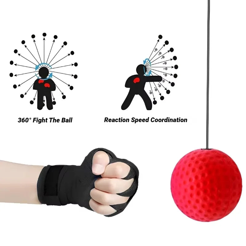 Box-Reaktionsball mit Stirnband für Reflex- und Schnelligkeitstraining.