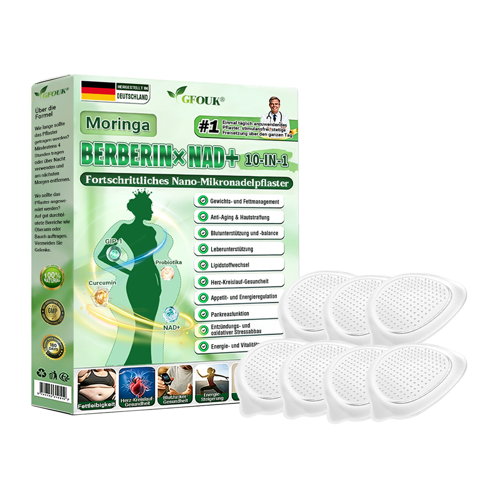 Offizieller Store 🇩🇪 |💝𝐆𝐅𝐎𝐔𝐊® Moringa · Berberin × NAD+ 10-in-1  Advanced Nano Mikronadel-Patch 🇩🇪 (Nur einmal täglich, sichtbare Veränderungen in 7 Tagen) ✅ Für Fettleibigkeit, schlaffe Haut, Diabetes, Schlafapnoe, Gelenkprobleme und mehr