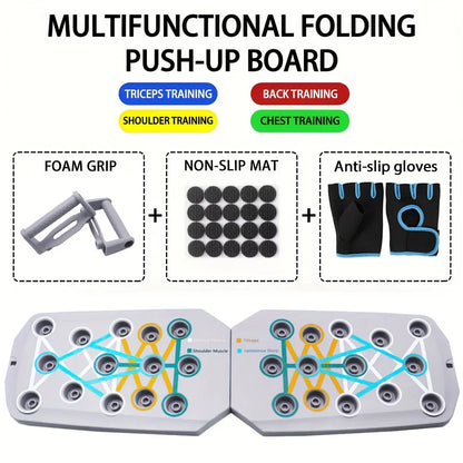 Multifunktionales Push-up-Board für Brust, Arme, Rücken und Bauch.